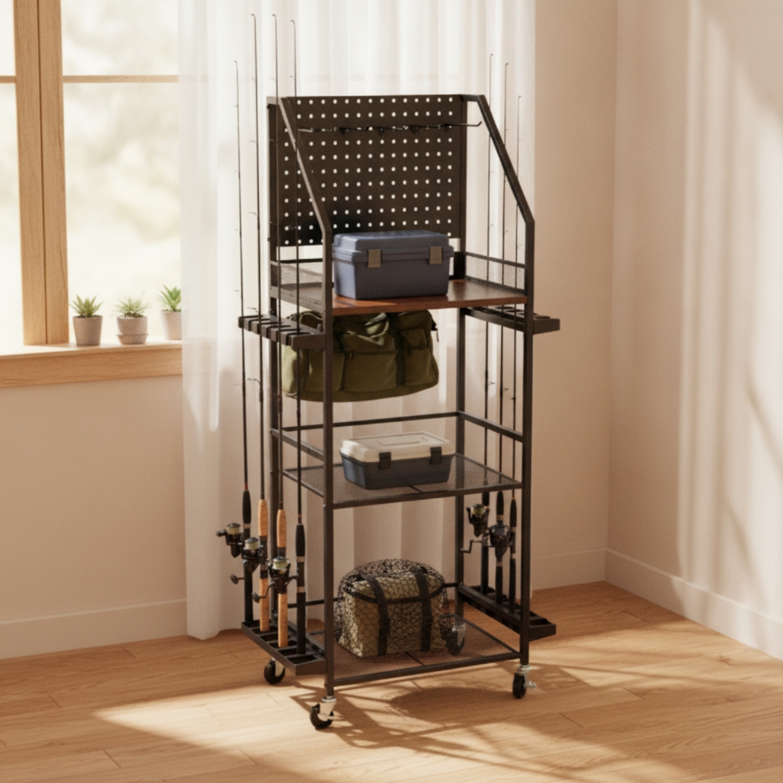 Fishing Rod Rack with Pegboard - đánh giá và giá Fishing Rod Rack